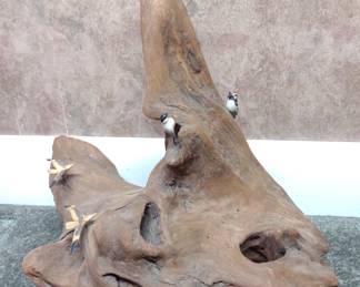 Driftwood Woodpecker & Seagull Bird Sculpture