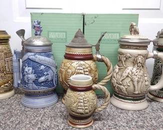 6 Avon Decorated Beer Steins