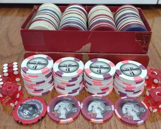 Vintage & Dover Downs Casino Poker Chips & Dice