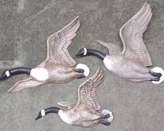 (3) Ceramic Canada Goose Wall Sculptures