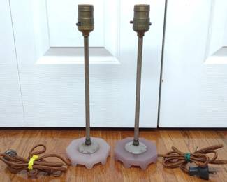 Pair of Art Deco Pink Glass Table Lamps