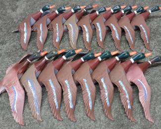(17) Metal Mallard Drake Duck Sculptures
