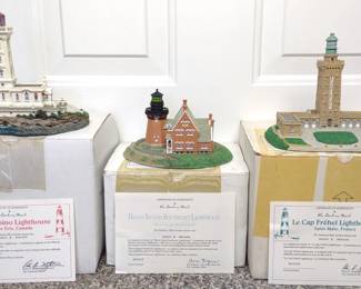 3 Danbury Mint Lighthouses w/ Boxes & COA