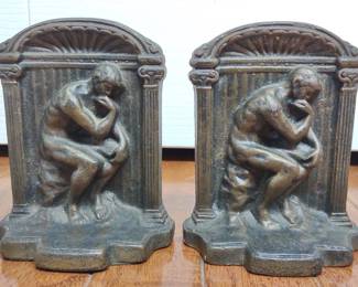 Pair of The Thinker Cast Iron Bookends