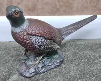 Ceramic Pheasant Sculpture Signed