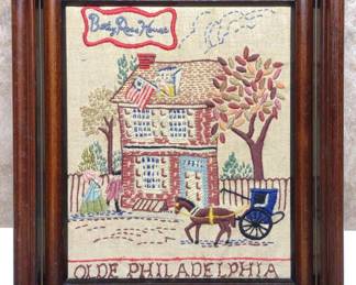 Olde Philadelphia Needlepoint Framed Art