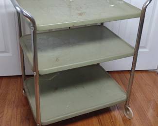 Mid Century 3 Tier Metal Roll Cart