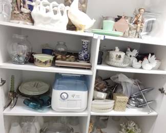 Cabinet of Decor (Inc. Fire King & Hens)