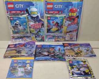 7 Sealed LEGO City Minifigure & Magazine Sets