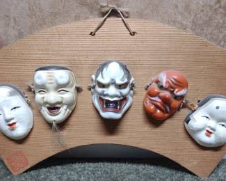 Miniature Japanese Noh Masks Wall Decoration
