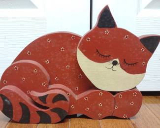Wooden Painted Cat Doorstop