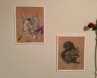 Famed Prints of Kitten and a Squirrel