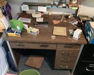 Mid Century Laminate Desk with Metal Legs
