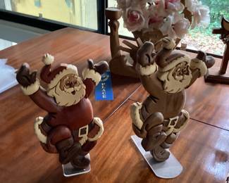 Hand Carved Wooden Santa Clauses
