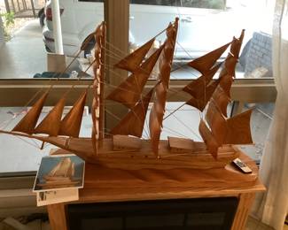 Hand Carved Wooden Ship