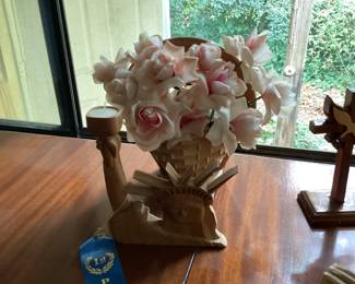 Hand Carved Vase of Flowers
