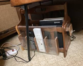 Wood Side Table with Organizer Caddy