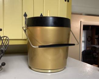 Vintage West Bend Thermo Serv Atomic Gold and Black Ice Bucket