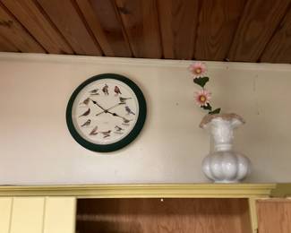 Bird Wall Clock and Small Vase