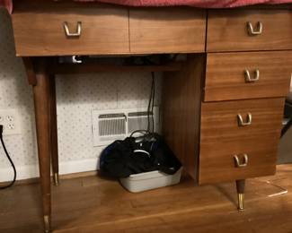 Mid Century Wood Sewing Cabinet