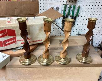 Hand Carved Twisted Olive Wood Candle Holders
