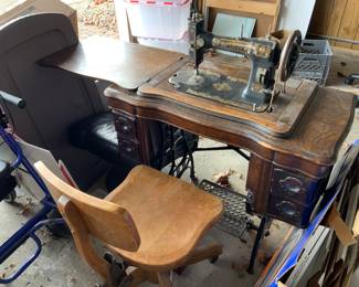 “White Rotary” antique sewing machines and cabinet.  