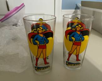 Supergirl collectible glasses (Selling as a set) 2 1976 Pepsi DC Super Girl Series.  Character Drinking Glasses. 
$30.00