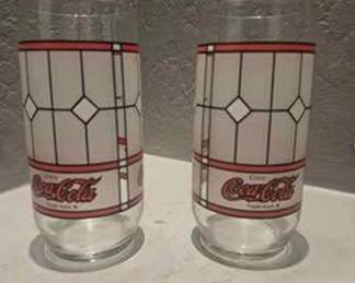 Set of 7 CocaCola Stained Glass Glasses.  
$30.00