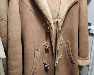 Vintage Sheepskin Woman's Coat with Hood. 