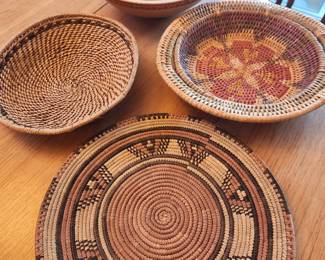 Bottom Basket Handwoven African...Tonga or Binga. On the Left and on the Right are Handwoven African Baskets Tonga or Binga by the Batonga  Women from Zimbabwe and Zambia, Palm Grass/Leaves. 