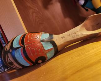 By Bert Ryan...carved functional wooden paddle - Northwest Coast Native design. 