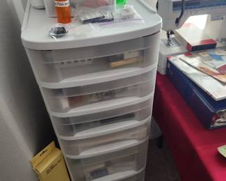 In these drawers are threads and other sewing notions. 