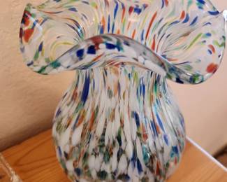 Murano style 'confetti' or 'speckled' art glass vase. 