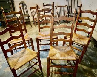 048: 5 Vintage Ladderback Chairs
