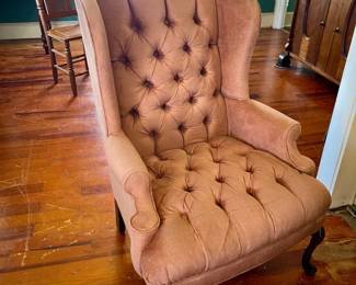 009: Pink Velvet Wingback Chair