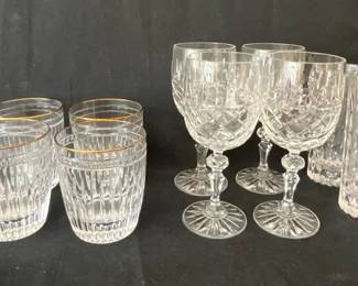 Waterford Hanover Gold Crystal Dbl. Old Fashioned Glasses Friends
