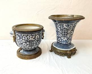 Blue And Brass Urn, Vase