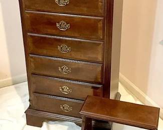 Dark Brown Chest of Drawers And Footstool