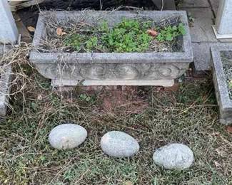 Concrete Planters And Eggs