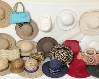 Assorted Straw Hats And Purses