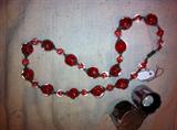Murano Red Glass Bead Necklace 16.5"