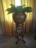 Chinese urn on Victorian plant stand