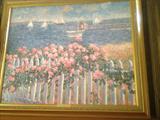 Original Sam Barber art -- "Hyannis Port Roses" light mounted