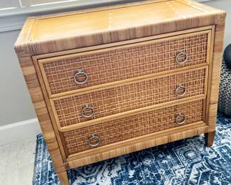 Braxton Culler Naples 3-Drawer Chest made of rattan and wood.