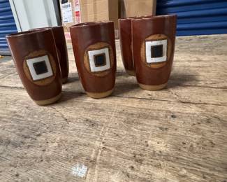 6 1970’s pottery sake cups.