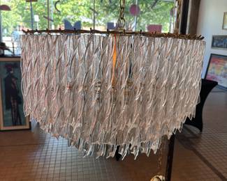 Mid-Century Acryllic/Brass Chandelier