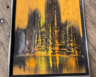 Mid-Century Cityscape Painting - the colors are KILLER!