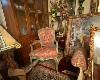 Carved wood and recently reupholstered