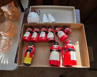 Vintage Black americana Spice set and syrup pitcher.