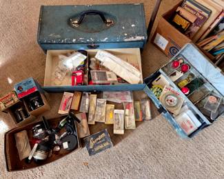 Vintage Tackle boxes with lures & reels and so much more!